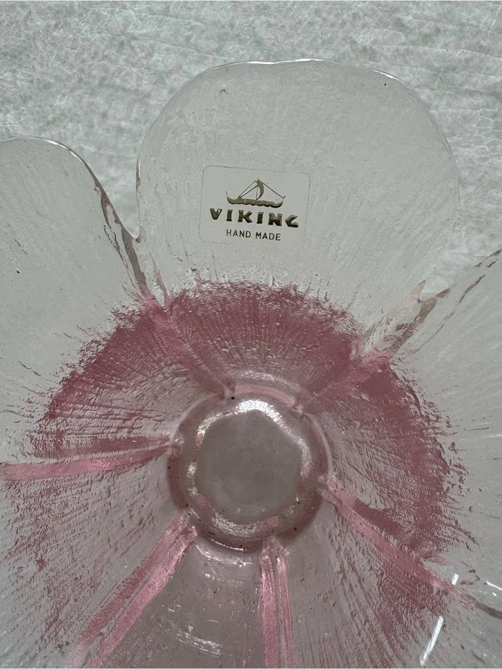 Vintage Viking Pink Glass Flower Bowl - Decorative Home Accent
